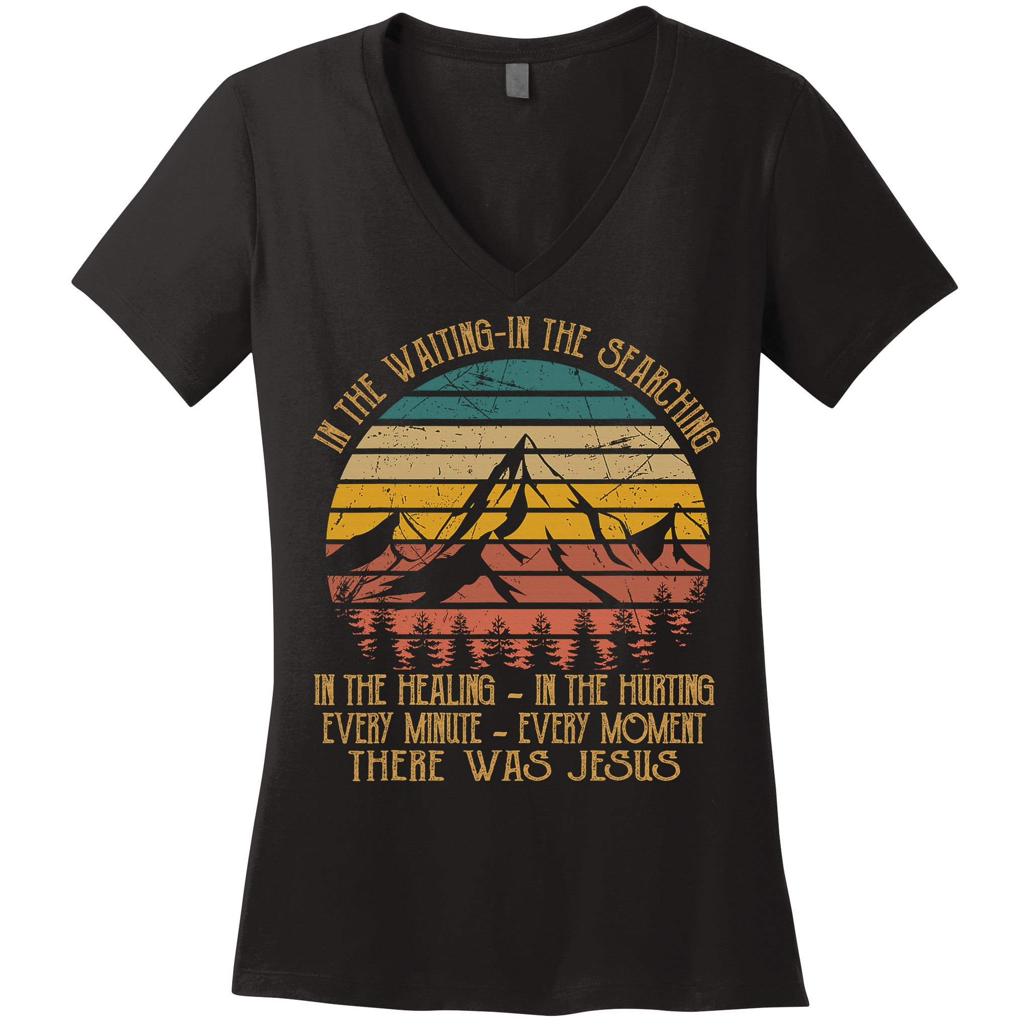 There Was Jesus Christian Faith Quote Leopard Rainbow Women's V-Neck T-Shirt