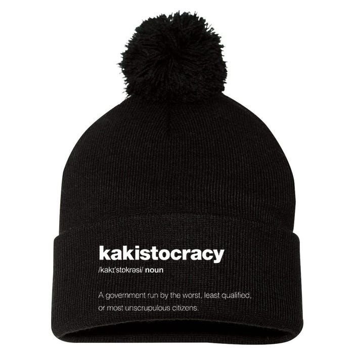 The Word Kakistocracy With A Dictionary Definition Pom Pom 12in Knit Beanie