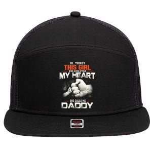 This Who Kinda Stole My Heart She Calls Me Daddy Gift 7 Panel Mesh Trucker Snapback Hat