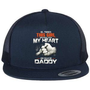 This Who Kinda Stole My Heart She Calls Me Daddy Gift Flat Bill Trucker Hat