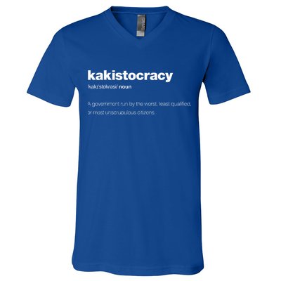 The Word Kakistocracy With A Dictionary V-Neck T-Shirt