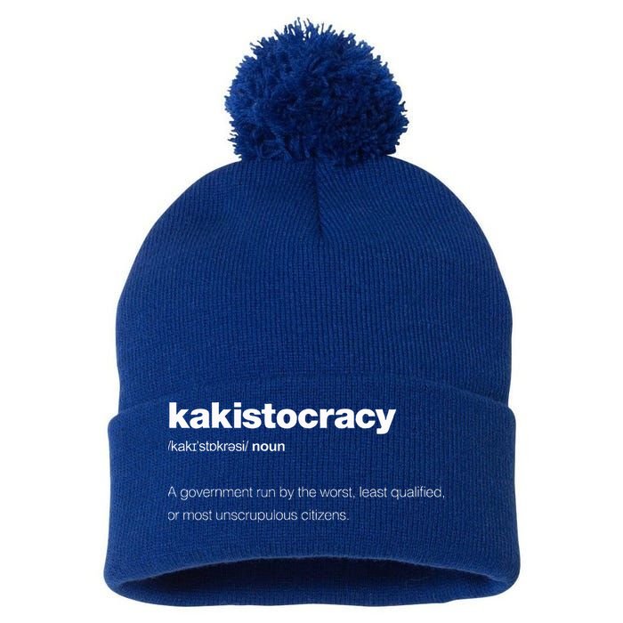 The Word Kakistocracy With A Dictionary Pom Pom 12in Knit Beanie