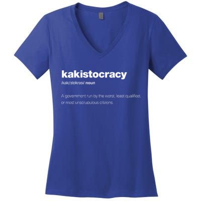 The Word Kakistocracy With A Dictionary Women's V-Neck T-Shirt