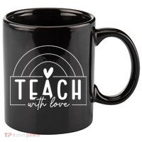 Teach With Love Heart 11oz C Handle Ceramic Mug