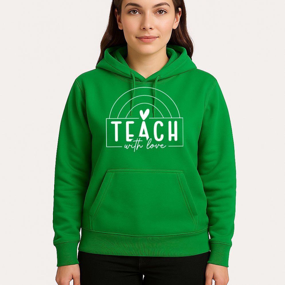 Teach With Love Heart Hoodie