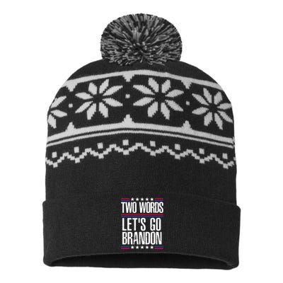 Two Words Let's Go Brandon Funny Political Meme USA-Made Snowflake Beanie