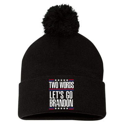 Two Words Let's Go Brandon Funny Political Meme Pom Pom 12in Knit Beanie