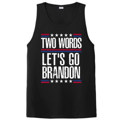 Two Words Let's Go Brandon Funny Political Meme PosiCharge Competitor Tank