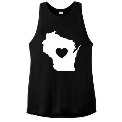 The Wisconsin Love Heart Ladies PosiCharge Tri-Blend Wicking Tank