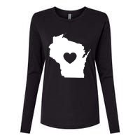 The Wisconsin Love Heart Womens Cotton Relaxed Long Sleeve T-Shirt