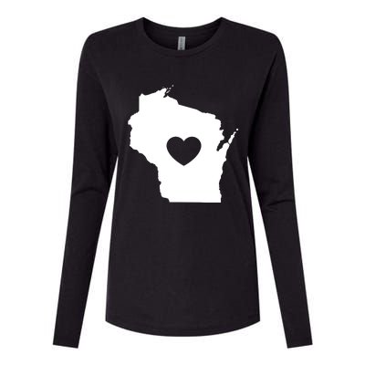 The Wisconsin Love Heart Womens Cotton Relaxed Long Sleeve T-Shirt