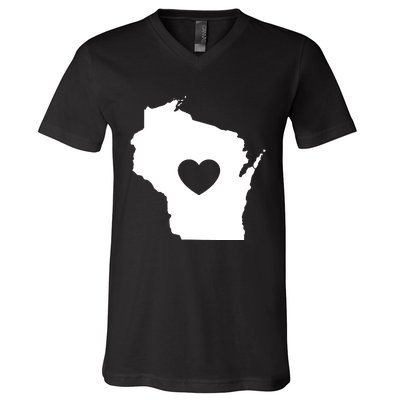 The Wisconsin Love Heart V-Neck T-Shirt