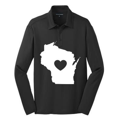 The Wisconsin Love Heart Silk Touch Performance Long Sleeve Polo