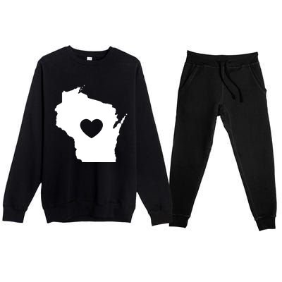 The Wisconsin Love Heart Premium Crewneck Sweatsuit Set