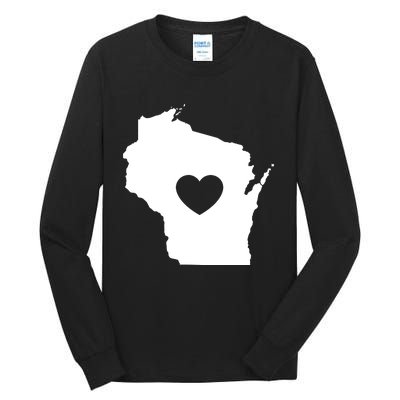 The Wisconsin Love Heart Tall Long Sleeve T-Shirt