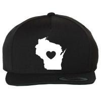 The Wisconsin Love Heart Wool Snapback Cap