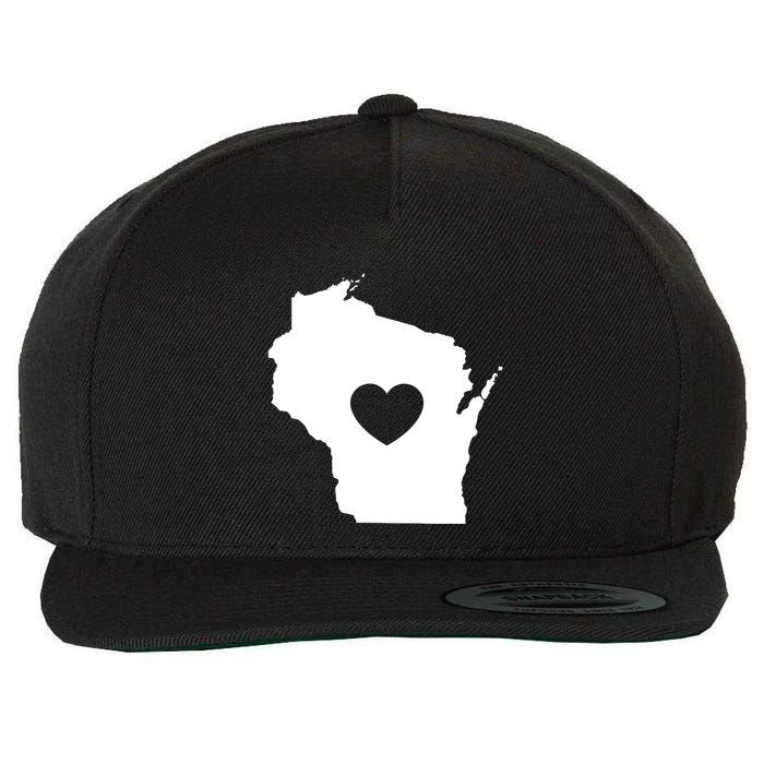 The Wisconsin Love Heart Wool Snapback Cap