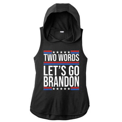 Two Words Let's Go Brandon Ladies PosiCharge Tri-Blend Wicking Draft Hoodie Tank