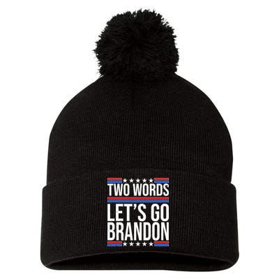 Two Words Let's Go Brandon Pom Pom 12in Knit Beanie