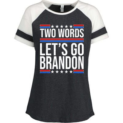 Two Words Let's Go Brandon Enza Ladies Jersey Colorblock Tee