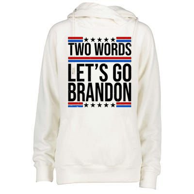 Two Words Let's Go Brandon Womens Funnel Neck Pullover Hood