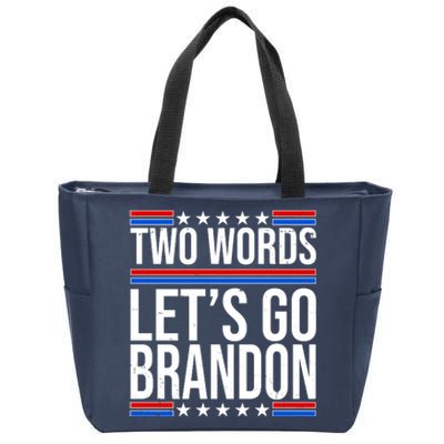 Two Words Let's Go Brandon Zip Tote Bag