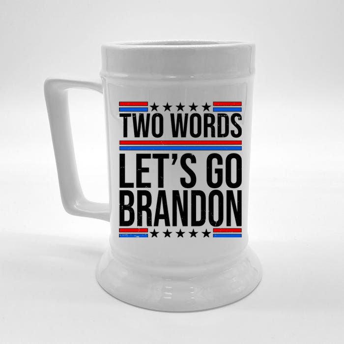 Two Words Let's Go Brandon Beer Stein