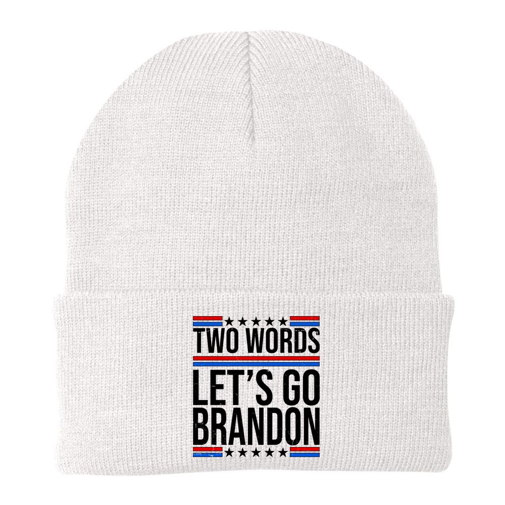 Two Words Let's Go Brandon Beanie