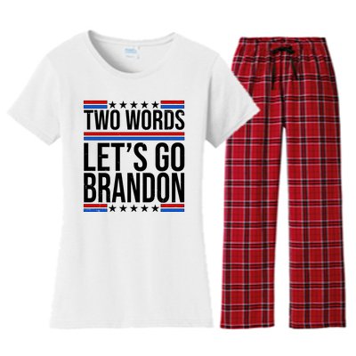 Two Words Let's Go Brandon Women's Flannel Pajama Set