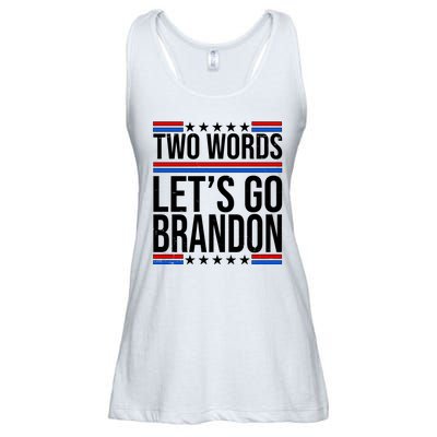 Two Words Let's Go Brandon Ladies Essential Flowy Tank