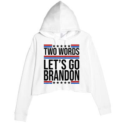 Two Words Let's Go Brandon Crop Fleece Hoodie