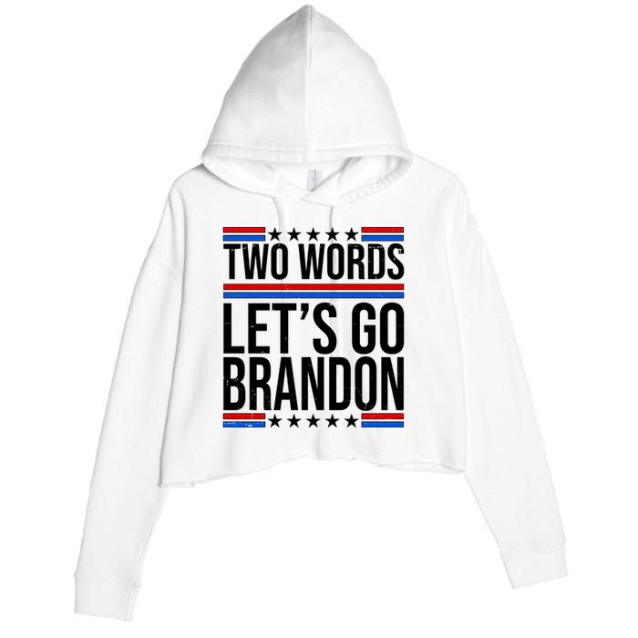 Two Words Let's Go Brandon Crop Fleece Hoodie