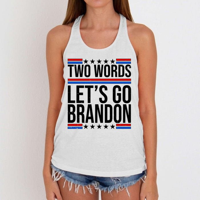 Two Words Let's Go Brandon Women's Knotted Racerback Tank