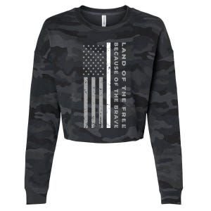 Thin White Line Land Of The Free Because Of The Brave Gift Cropped Pullover Crew