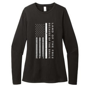 Thin White Line Land Of The Free Because Of The Brave Gift Womens CVC Long Sleeve Shirt