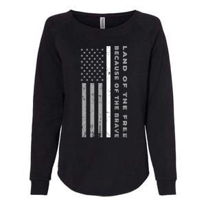 Thin White Line Land Of The Free Because Of The Brave Gift Womens California Wash Sweatshirt