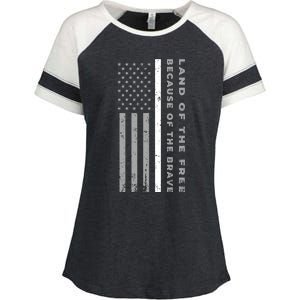 Thin White Line Land Of The Free Because Of The Brave Gift Enza Ladies Jersey Colorblock Tee