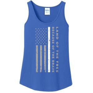 Thin White Line Land Of The Free Because Of The Brave Gift Ladies Essential Tank