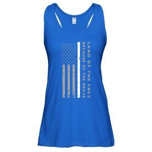 Thin White Line Land Of The Free Because Of The Brave Gift Ladies Essential Flowy Tank