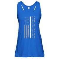 Thin White Line Land Of The Free Because Of The Brave Gift Ladies Essential Flowy Tank