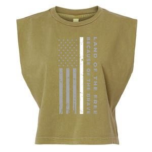 Thin White Line Land Of The Free Because Of The Brave Gift Garment-Dyed Women's Muscle Tee