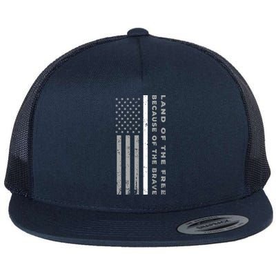 Thin White Line Land Of The Free Because Of The Brave Gift Flat Bill Trucker Hat