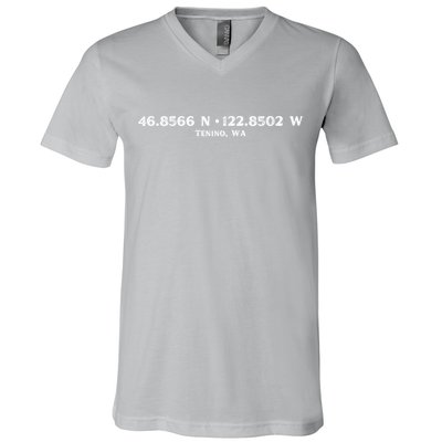 Tenino, WA Location Coordinates V-Neck T-Shirt