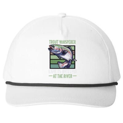 Trout Whisperer Life Is Better At The River Fly Fishing Snapback Five-Panel Rope Hat