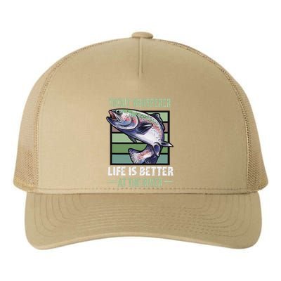 Trout Whisperer Life Is Better At The River Fly Fishing Yupoong Adult 5-Panel Trucker Hat