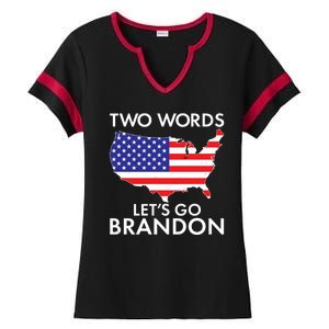 Two Words Let's Go Brandon Ladies Halftime Notch Neck Tee