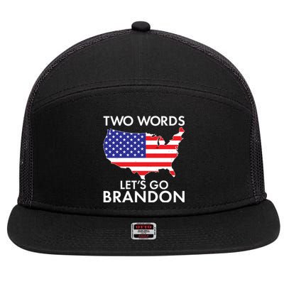 Two Words Let's Go Brandon 7 Panel Mesh Trucker Snapback Hat