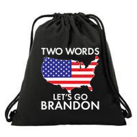 Two Words Let's Go Brandon Drawstring Bag
