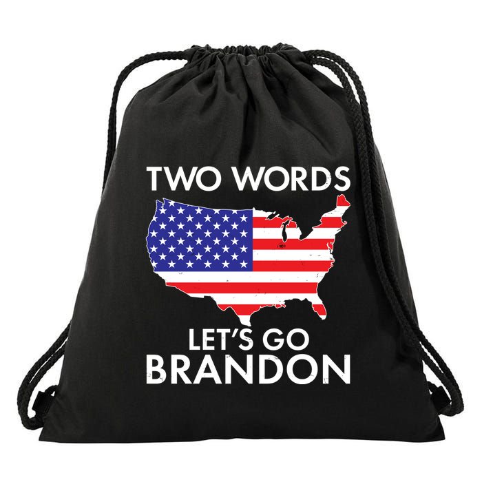 Two Words Let's Go Brandon Drawstring Bag