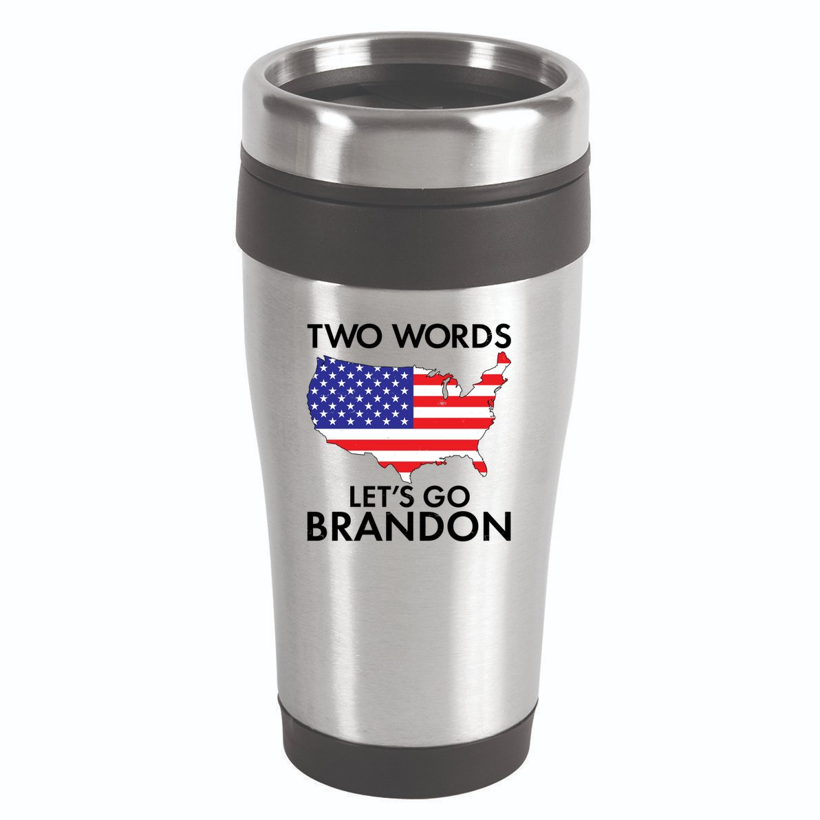 Two Words Let's Go Brandon 16oz Travel Tumbler